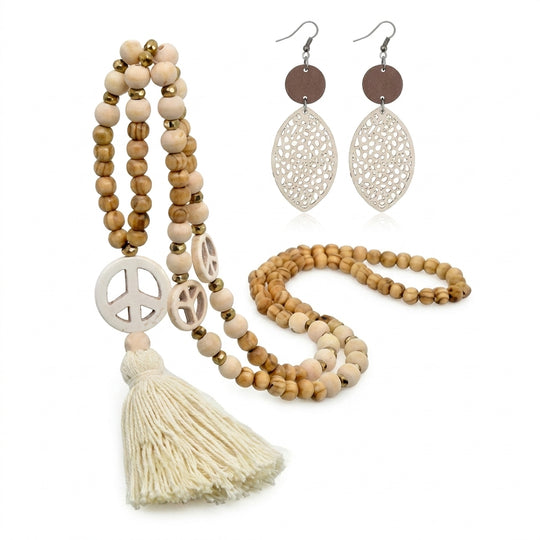 Lunara | Boho Wood Jewelry Set