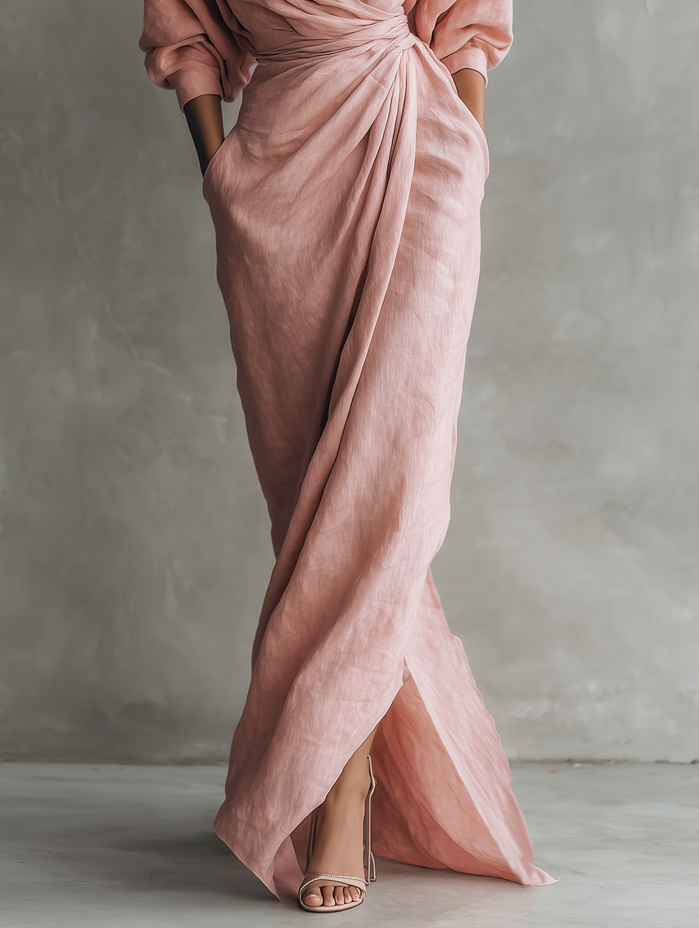 Elegant Linen V-Neck Maxi Dress