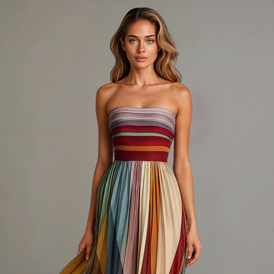 Solenne | Jewel-Tone Pleated Maxi Dress