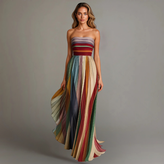 Solenne Jewel-Tone Pleated Maxi Dress