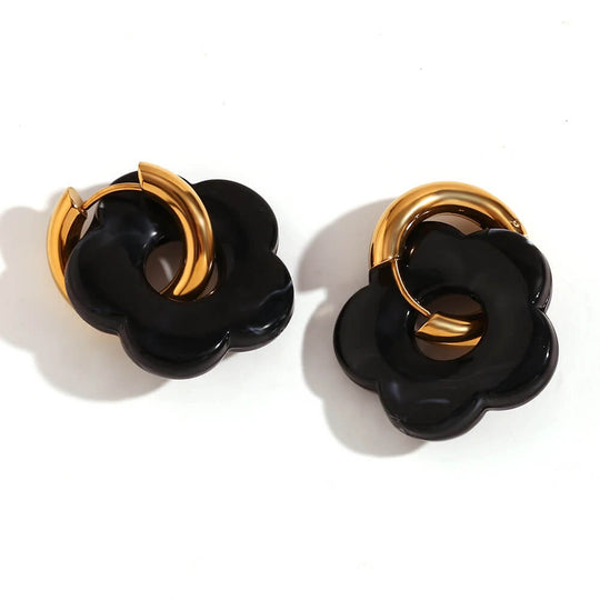 Acrylic Gold Flower Earrings