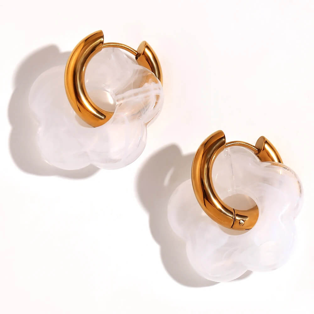 Acrylic Gold Flower Earrings