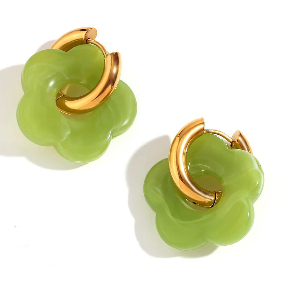 Acrylic Gold Flower Earrings