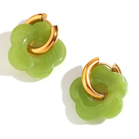 Acrylic Gold Flower Earrings
