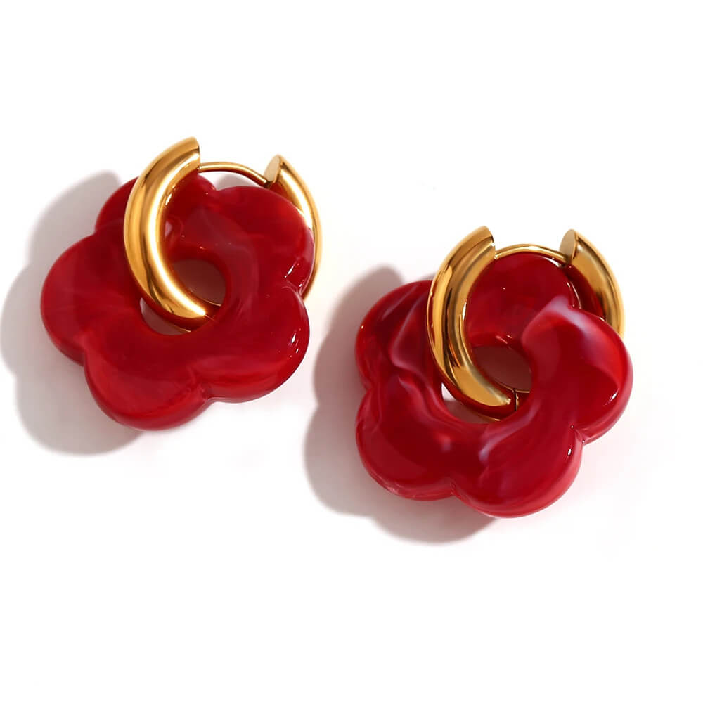 Acrylic Gold Flower Earrings