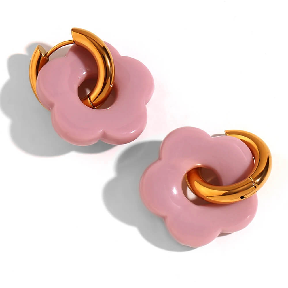 Acrylic Gold Flower Earrings