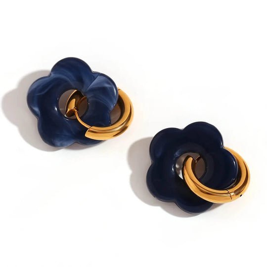 Acrylic Gold Flower Earrings