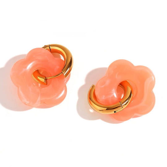 Acrylic Gold Flower Earrings