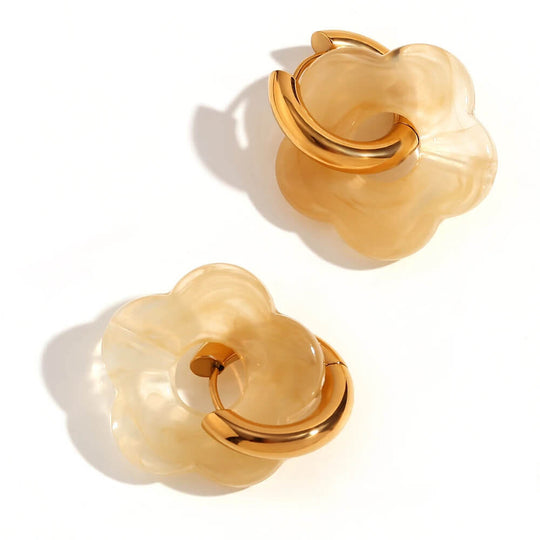 Acrylic Gold Flower Earrings