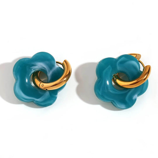 Acrylic Gold Flower Earrings