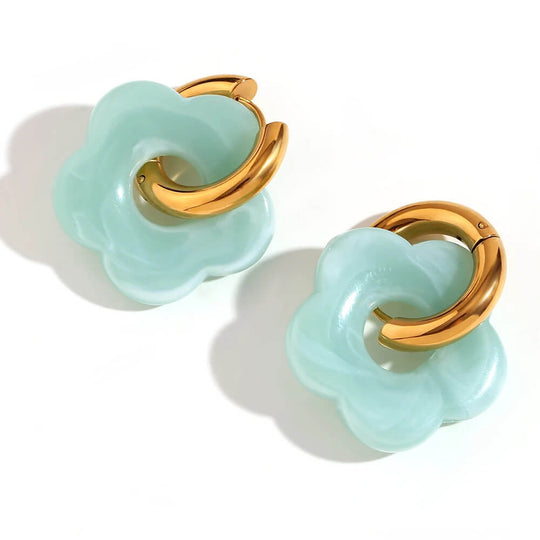 Acrylic Gold Flower Earrings