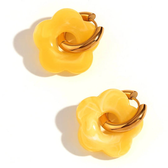 Acrylic Gold Flower Earrings
