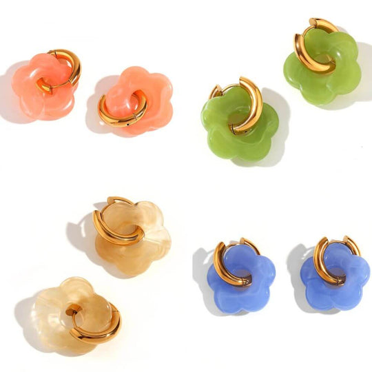 Acrylic Gold Flower Earrings