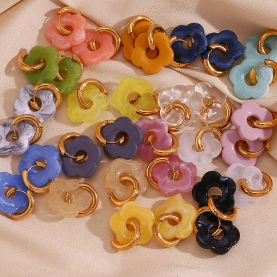 Acrylic Gold Flower Earrings
