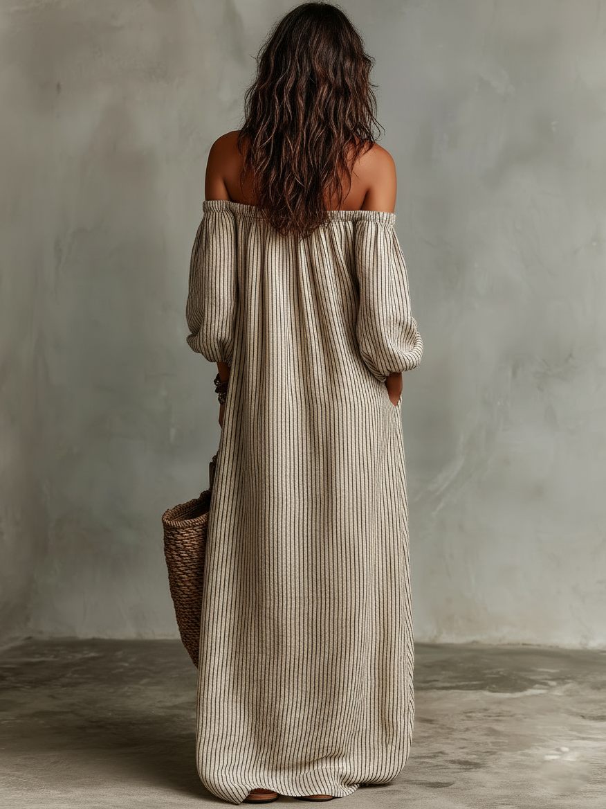 Charlotte | Off-Shoulder Linen Maxi Dress