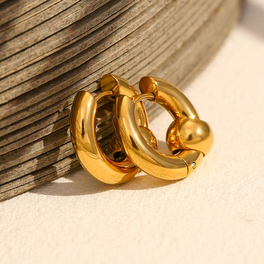 Golden Bead Hoop Earrings
