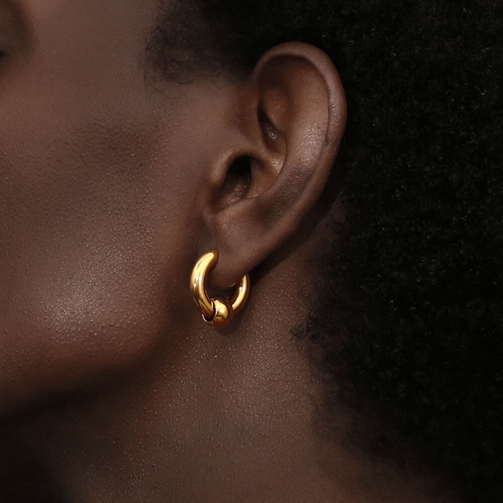 Golden Bead Hoop Earrings