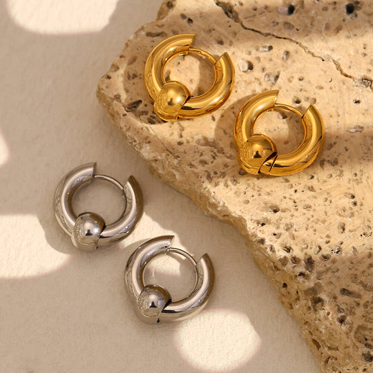 Golden Bead Hoop Earrings