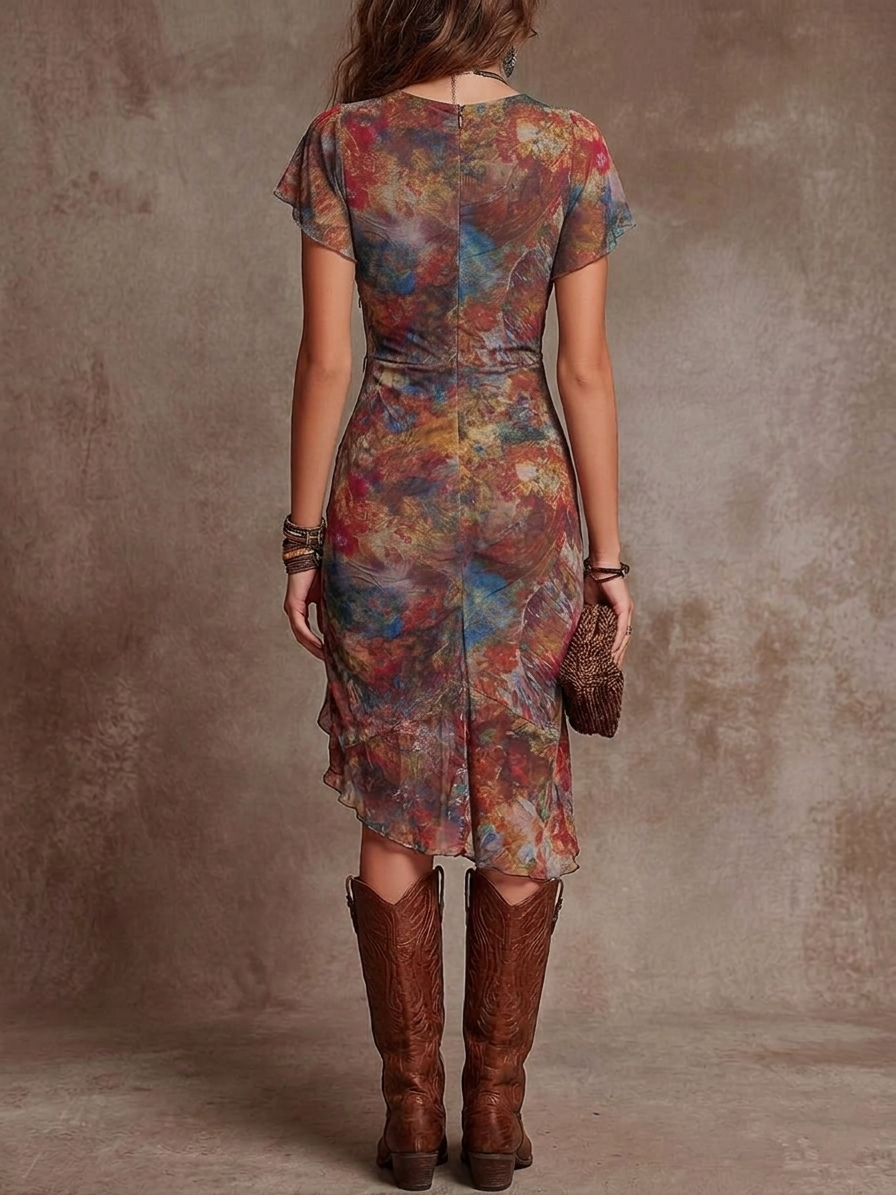 Elara™ Boho Wrap Dress – Sculpted Fit &amp; Effortless Elegance