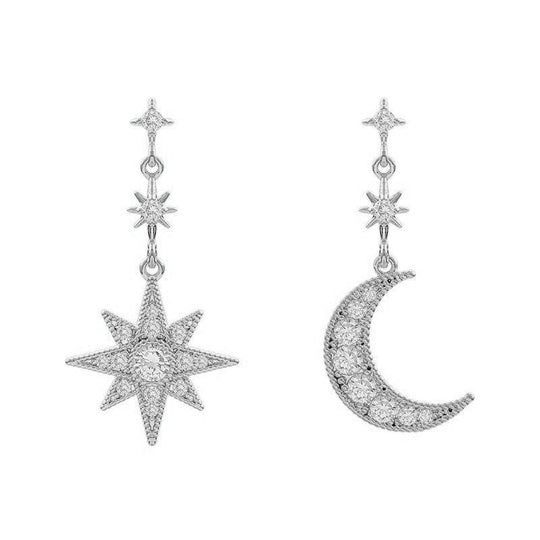 Celestial Crystal Star Moon Earrings