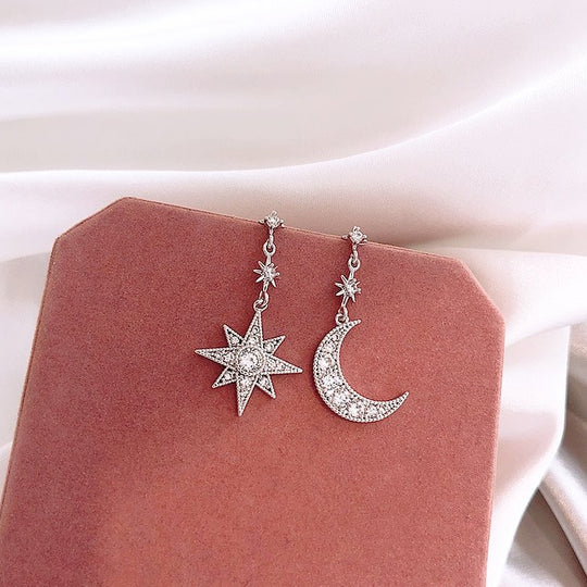 Celestial Crystal Star Moon Earrings