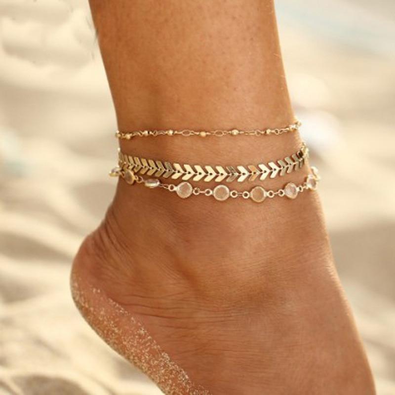 Crystal Chevron Anklet Set