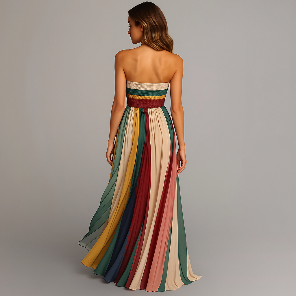 Solenne | Jewel-Tone Pleated Maxi Dress