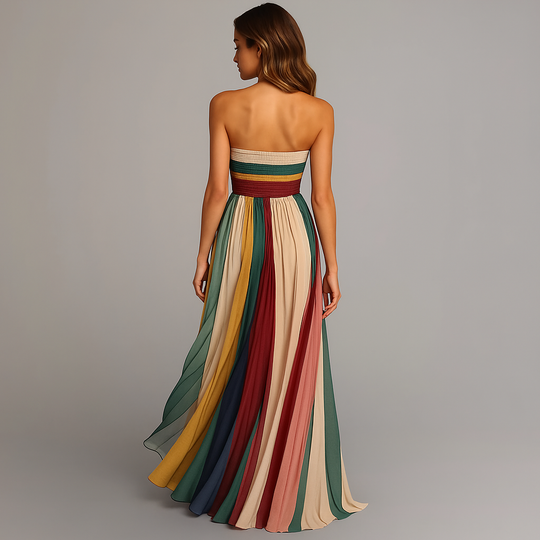 Solenne | Jewel-Tone Pleated Maxi Dress