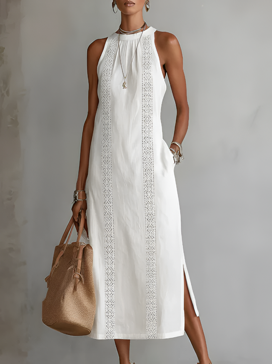 Celeste | White Linen Midi Dress