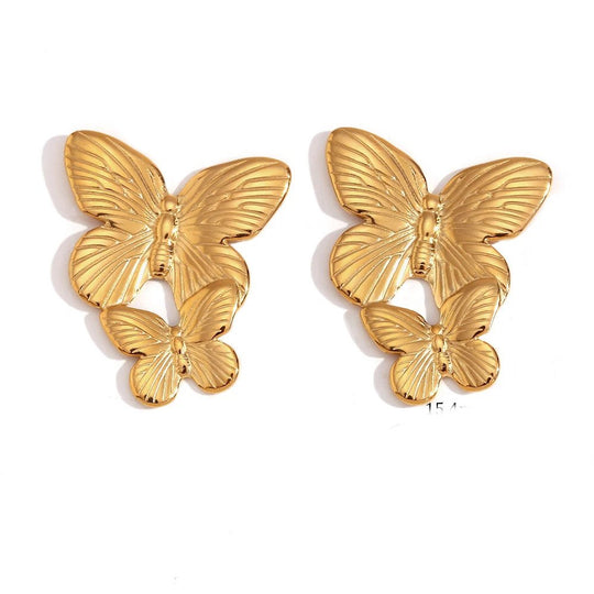 Large Gold Butterfly Earrings