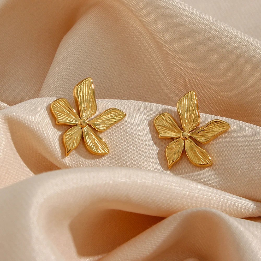 Lily Flower Gold Earrings