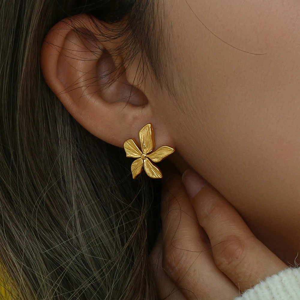 Lily Flower Gold Earrings