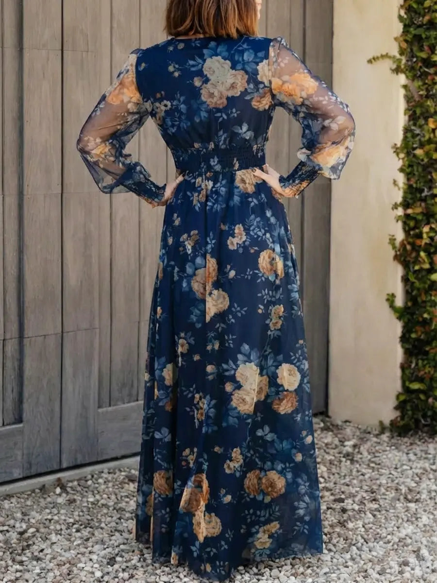 Arabella | Cross-Neck Maxi Dress with Airy Sleeves