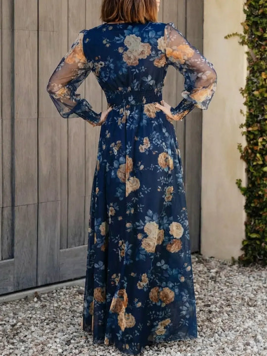 Arabella | Cross-Neck Maxi Dress with Airy Sleeves