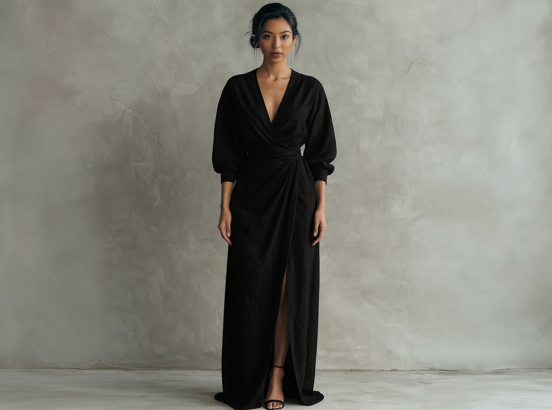 Elegant Linen V-Neck Maxi Dress