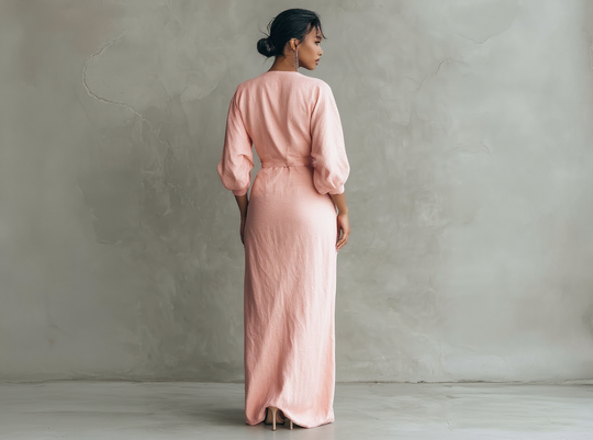 Elegant Linen V-Neck Maxi Dress
