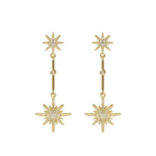 Sparkling Star Gold Dangle Earrings
