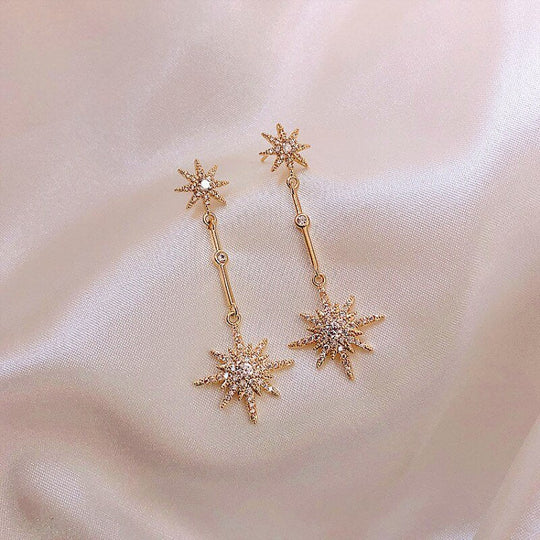 Sparkling Star Gold Dangle Earrings