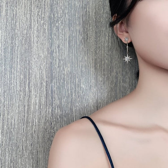 Sparkling Star Gold Dangle Earrings